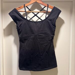 Kiragrace Black Strappy Yoga Top